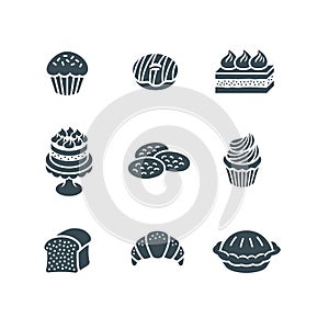 Sweet food pastry dessert simple icons