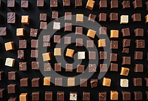 sweet food placed on a table chocolate cubes