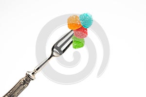 Sweet fork, health concept.and the abuse of unhealthy sugar