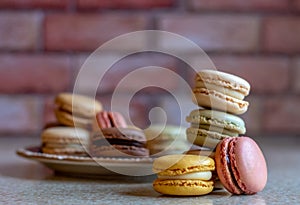 Sweet french macarons in a variety of colors