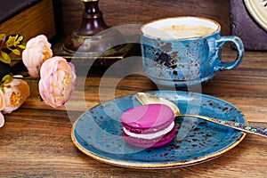 Sweet French Macaroons with Cofee Cup