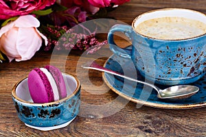 Sweet French Macaroons with Cofee Cup