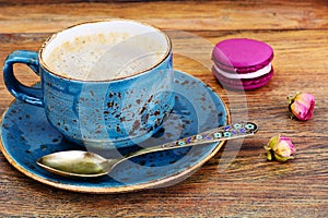 Sweet French Macaroons with Cofee Cup