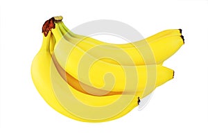 Sweet fresh yellow banana fruits isolated on white for design packaging