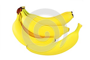 Sweet fresh yellow banana fruits isolated on white for design packaging