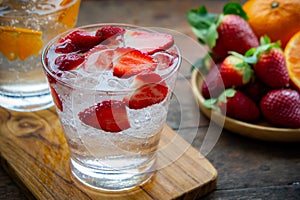 Sweet fruits beverage strawberry soda and orange soda cold drink