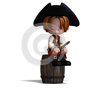 Sweet and funny cartoon pirate with hat