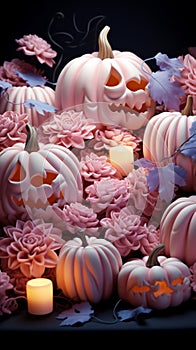 Sweet ghostly pumpkins captivate in a delightful, pastel hued palette