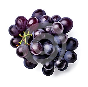 Sweet grapes fruits with leaves on white backgrounds.