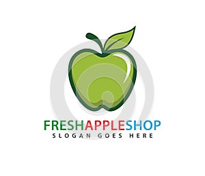 Sweet green fresh apple fruit vector logo design