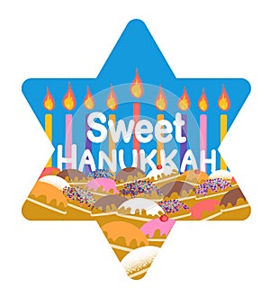 Sweet Hanukkah celebration card vector illustration isolated on white background