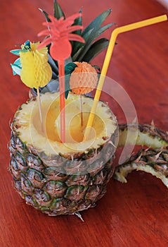 Sweet healthy pineapple with a decoration