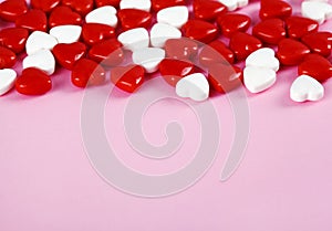 Sweet heart candy. Valentine`s Day concept.