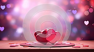 Sweet hearts with bokeh background. Valentine concept background AI Generated