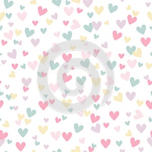 Sweet hearts. Seamless pattern with hand drawn hearts