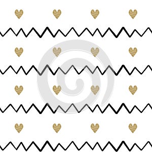 Sweet hearts. Seamless pattern with hand drawn hearts