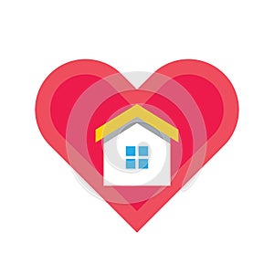 Sweet home icon design. Heart and house signs. Vector illustration.