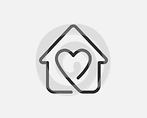 Sweet home icon vector line design. Love house symbol