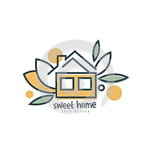 Sweet home logo template design, eco friendly house concept, clean energy, building materials and technologies vector