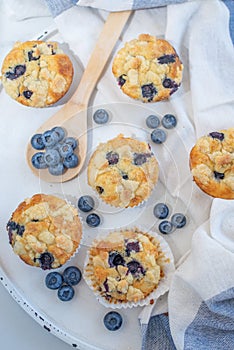 Sweet home made blueberry muffins with streusel