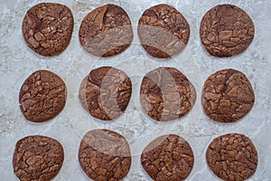 Sweet home made brownie cookies with dark chocolate