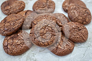 Sweet home made brownie cookies with dark chocolate