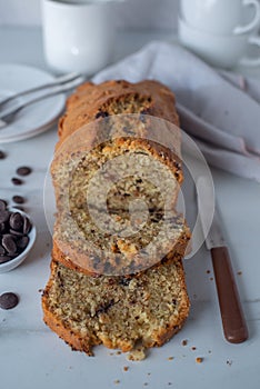 sweet home made carrot banana bread with chocolate