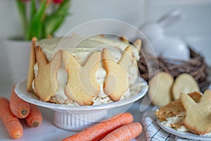 sweet home made easter bunny carrot cake