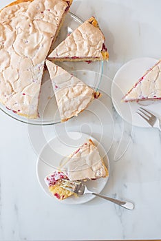 Sweet home made raspberry merigue pie