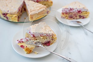 Sweet home made raspberry merigue pie