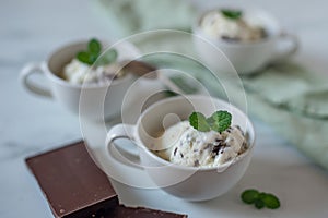 sweet home made straciatella mint ice cream
