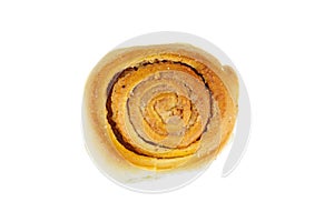 Sweet homemade cinnamon roll isolated on white