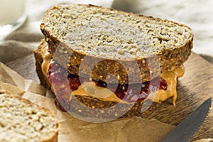 Sweet Homemade Gourmet Peanut Butter and Jelly Sandwich