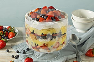 Sweet Homemade Strawberry Trifle Dessert photo