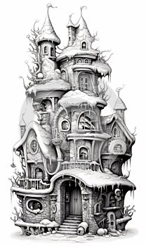 Sweet houses and castles. 3d vector cartoon objects, white background