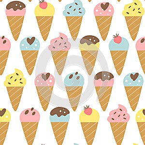 Sweet Ice Cream Cone Seamless Pattern