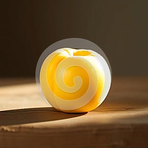 Single Yellow Peach on Wood
