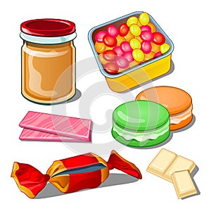 Sweet isolated on a white background. Colorful confections the best gift for the sweet tooth. Vector illustration.