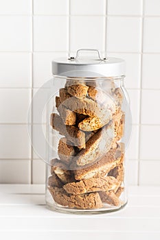 Sweet italian cantuccini cookies. Almonds biscuits