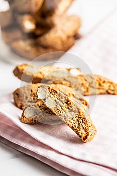 Sweet italian cantuccini cookies. Almonds biscuits