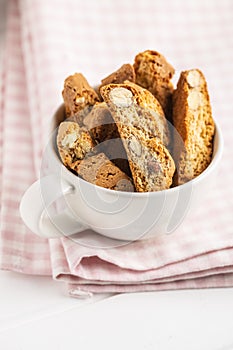 Sweet italian cantuccini cookies. Almonds biscuits