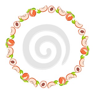 sweet juicy peach art drawn round frame