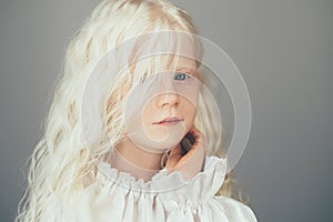 Sweet kid portrait natural beauty cute albino girl