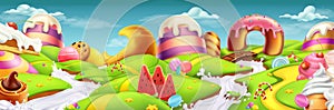 Sweet landscape panorama. vector background