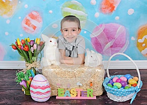 Sweet little boy posing for easter