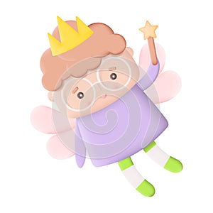 Sweet Little Fairy with Magic Wand 3D Icon