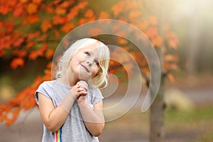 Sweet Little Girl Child Praying as She Looks up to the Sky