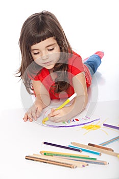 Sweet little girl doodling photo