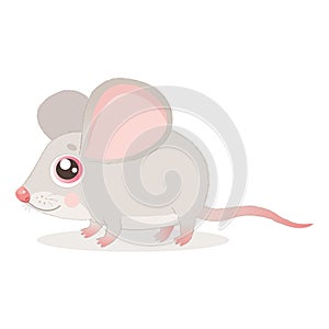 Sweet Little Mouse Vector Illustrations. Cute Mouse In Baby Cartoon Style.