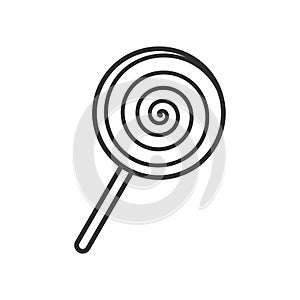 Sweet Lollipop Outline Flat Icon on White